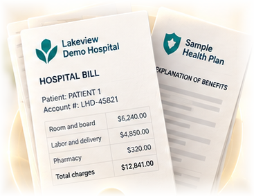 Papers from the hospital and the insurer