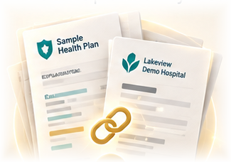 Sheets from the hospital and the insurer linked into one case